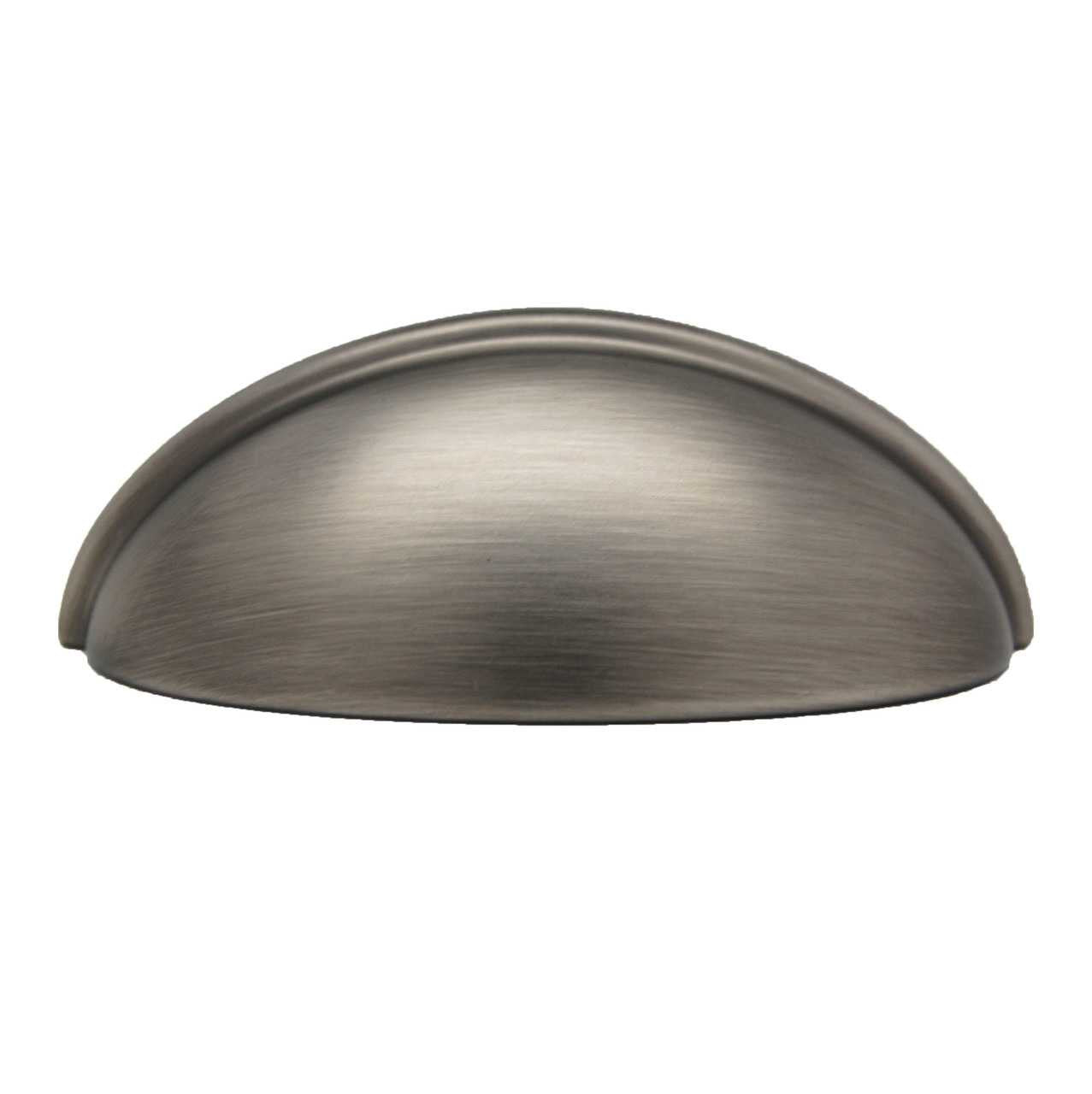 Front View of an Antique Pewter 3" Hole Centers Cup Pull from Century Hardware's Builder's Choice Collection 03652-APH