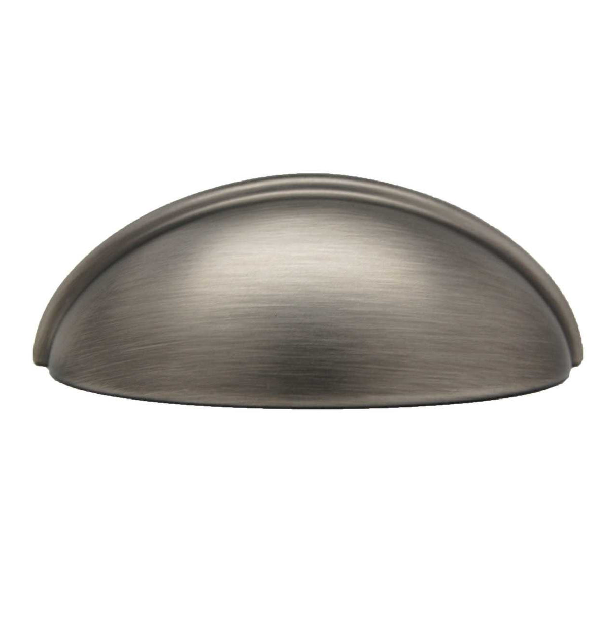 Front View of an Antique Pewter 3" Hole Centers Cup Pull from Century Hardware's Builder's Choice Collection 03652-APH