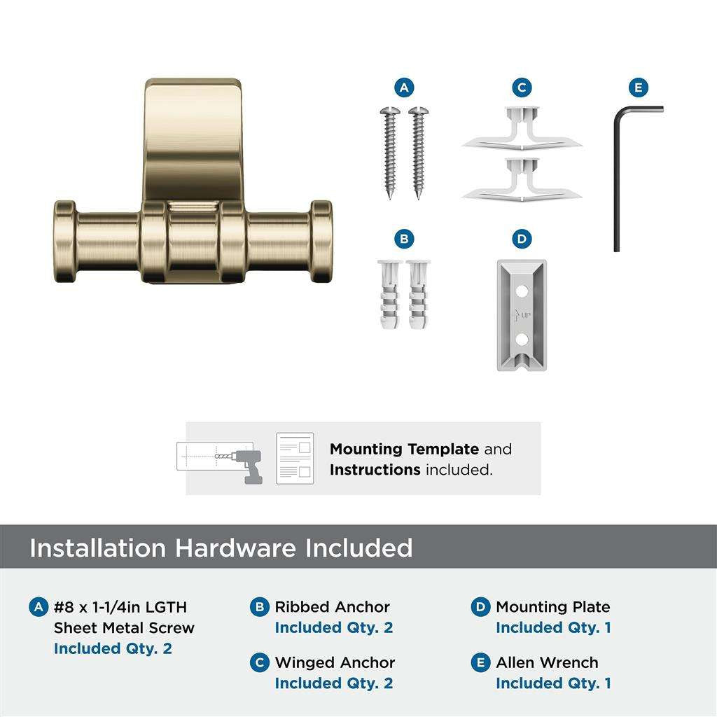 Golden Champagne Double Bathroom Hook from Amerock's Davenport Collection BH36050BBZ Hardware