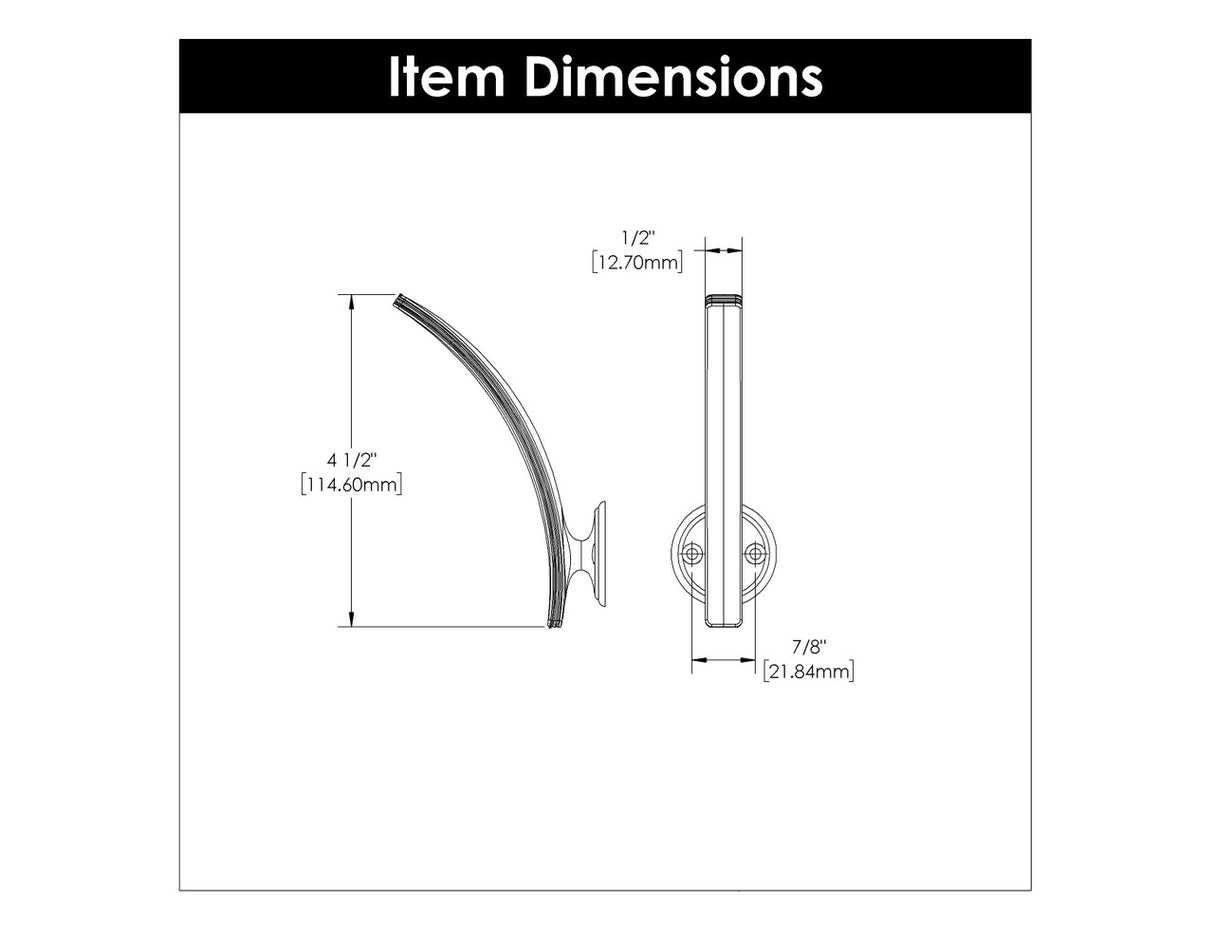 HICKORY American Diner 7/8" Center to Center Wall Hook - Chrome P2145-CH