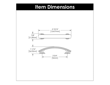 HICKORY American Diner 3-3/4" Center to Center Handle Cabinet Pull - Matte Black P2141-MB