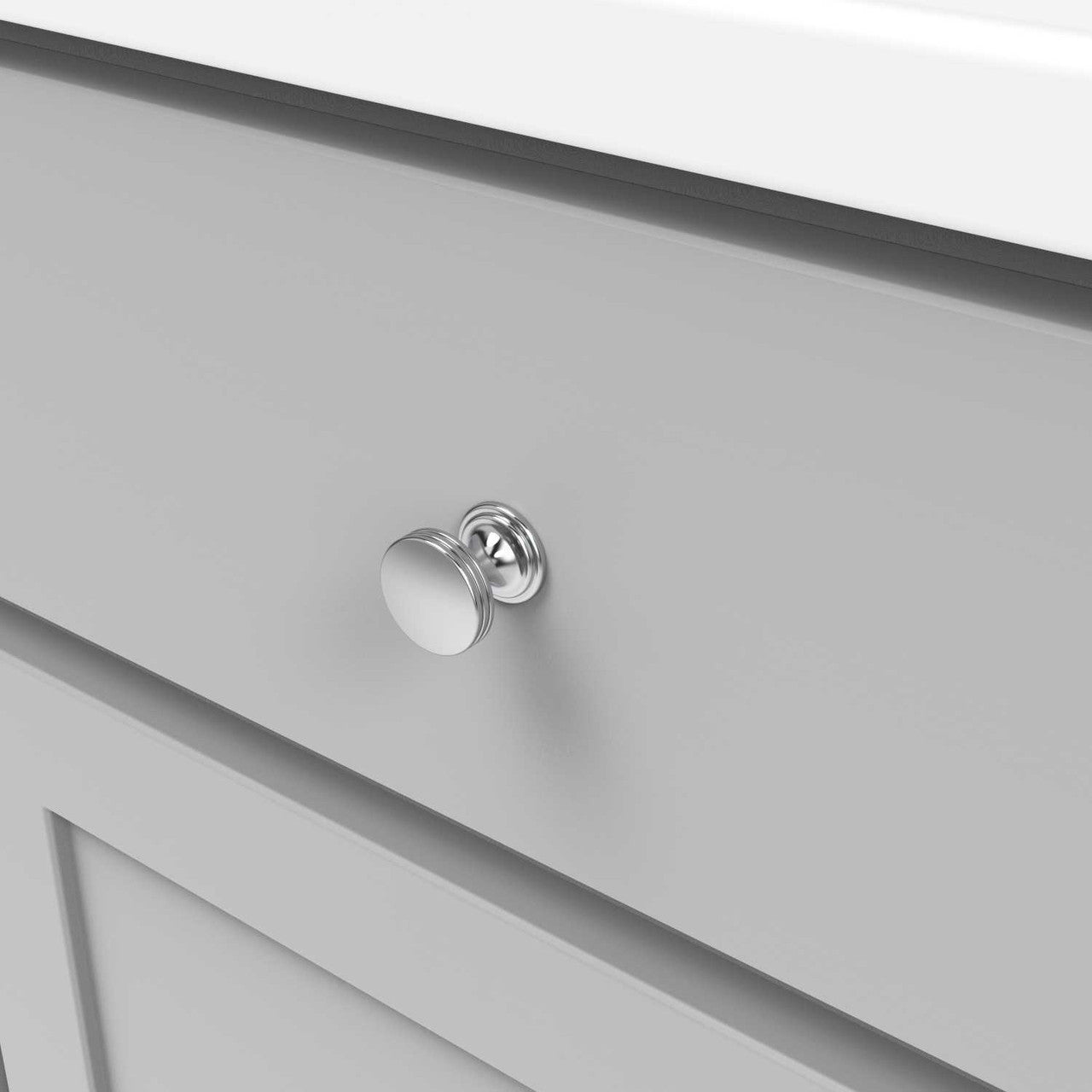 Drawer View of a Polished Chrome 1" Round Cabinet Knob from Hickory Hardware's American Diner Collection P2140-CH