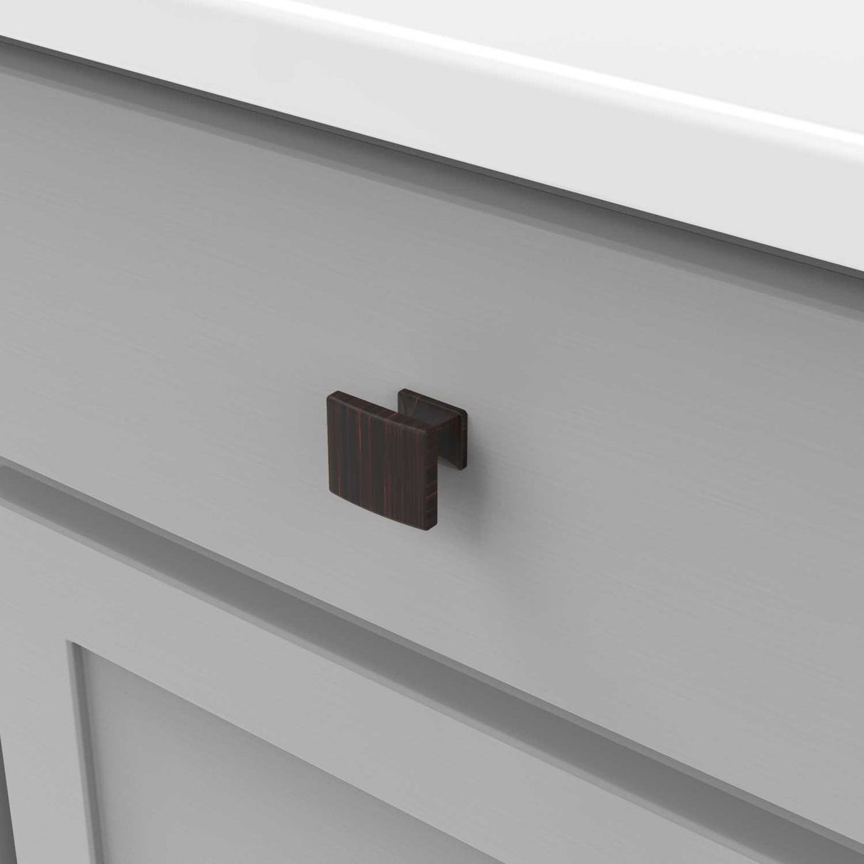 Drawer View of a Vintage Bronze 1-3/8" Rectangle Cabinet Knob from Hickory Hardware's Forge Collection H076699-VB