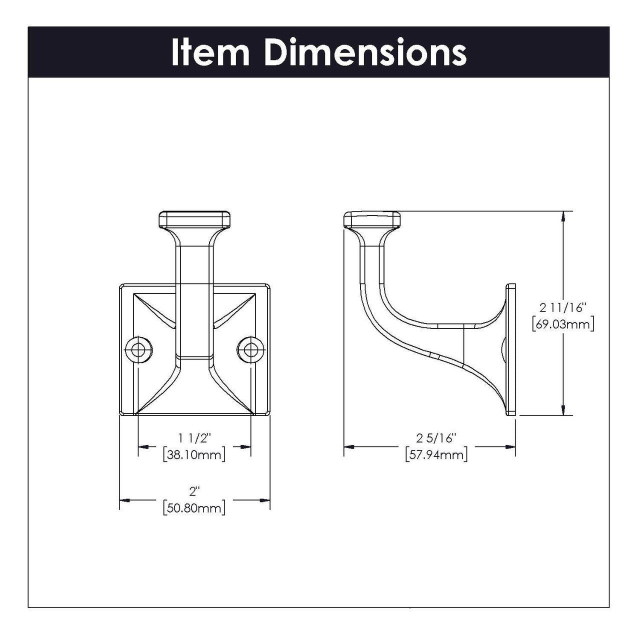 HICKORY Forge 2-3/4" Center to Center Wall Hook - Black Iron S077190-BI