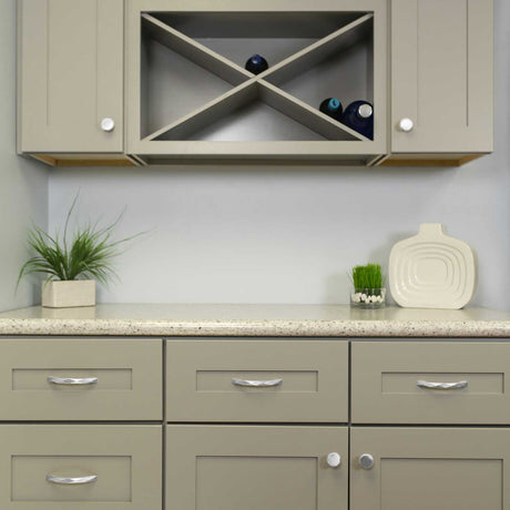 Cabinetry View of a Polished Chrome 1-1/4" Geometric Cabinet Knob from Hickory Hardware's Karat Collection H077839-CH