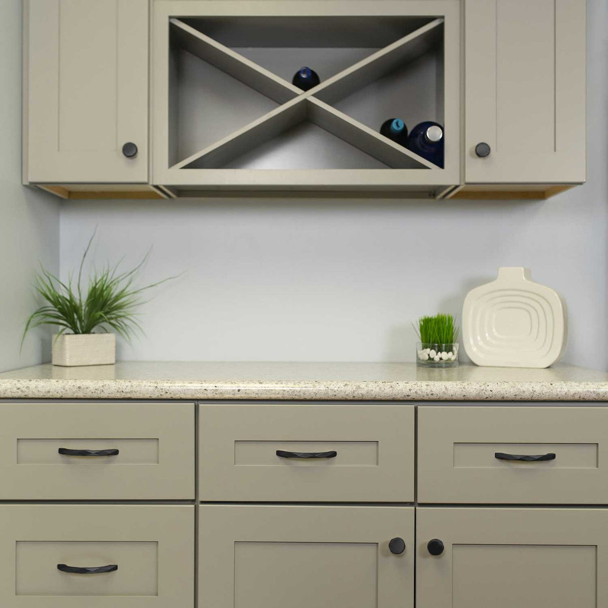 Cabinetry View of a Matte Black 1-1/4" Geometric Cabinet Knob from Hickory Hardware's Karat Collection H077839-MB