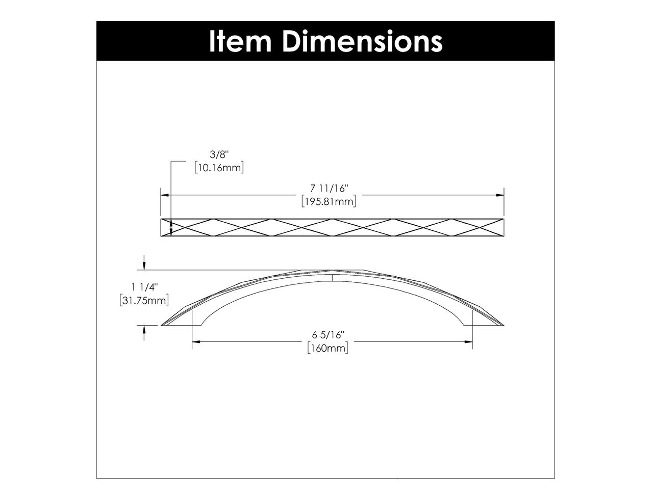 HICKORY Karat 6-5/16" Center to Center Handle Cabinet Pull - Matte Black H077843-MB