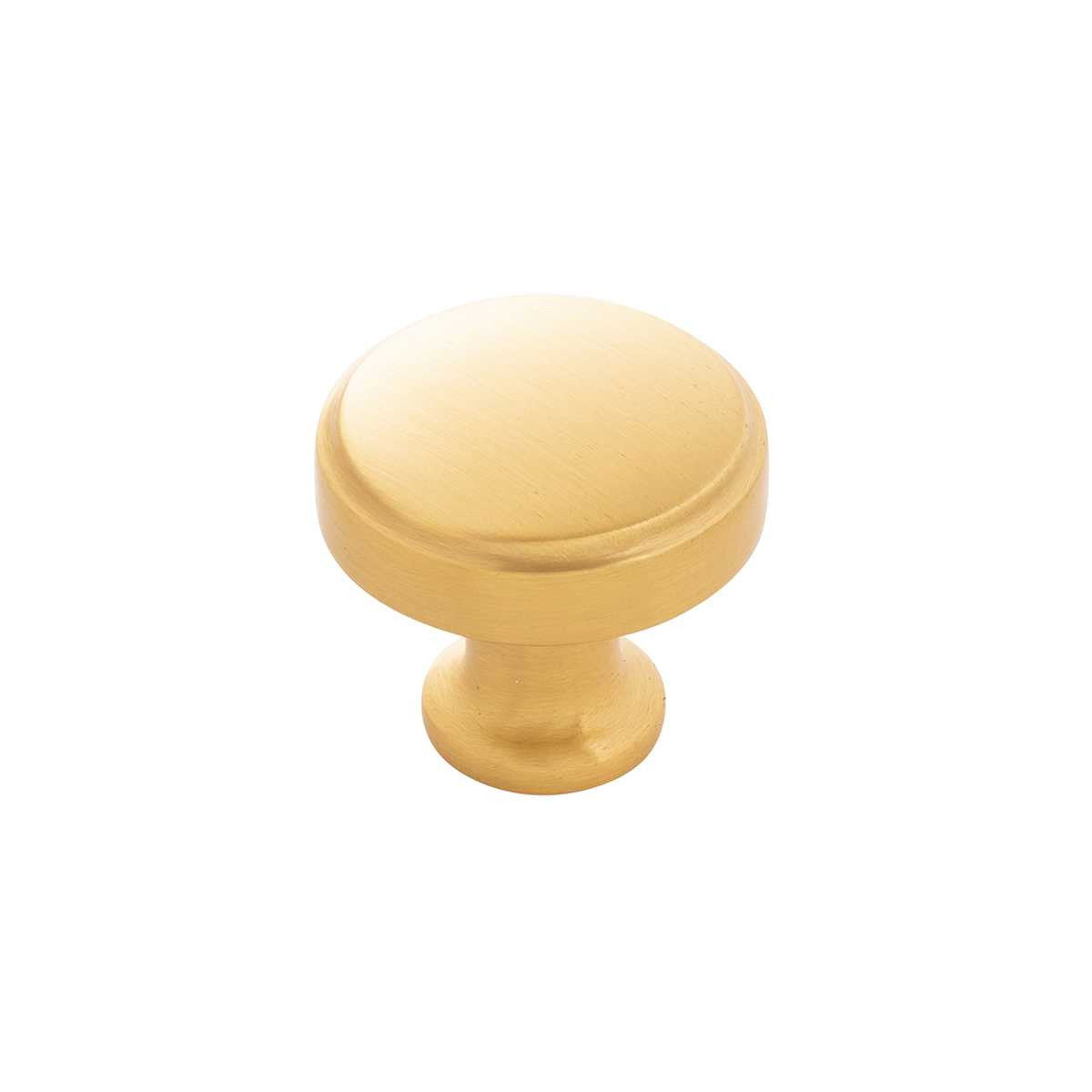 Main View of a Brushed Golden Brass 1-1/4" Round Cabinet Knob from Hickory Hardware's Piper Collection H077849-BGB