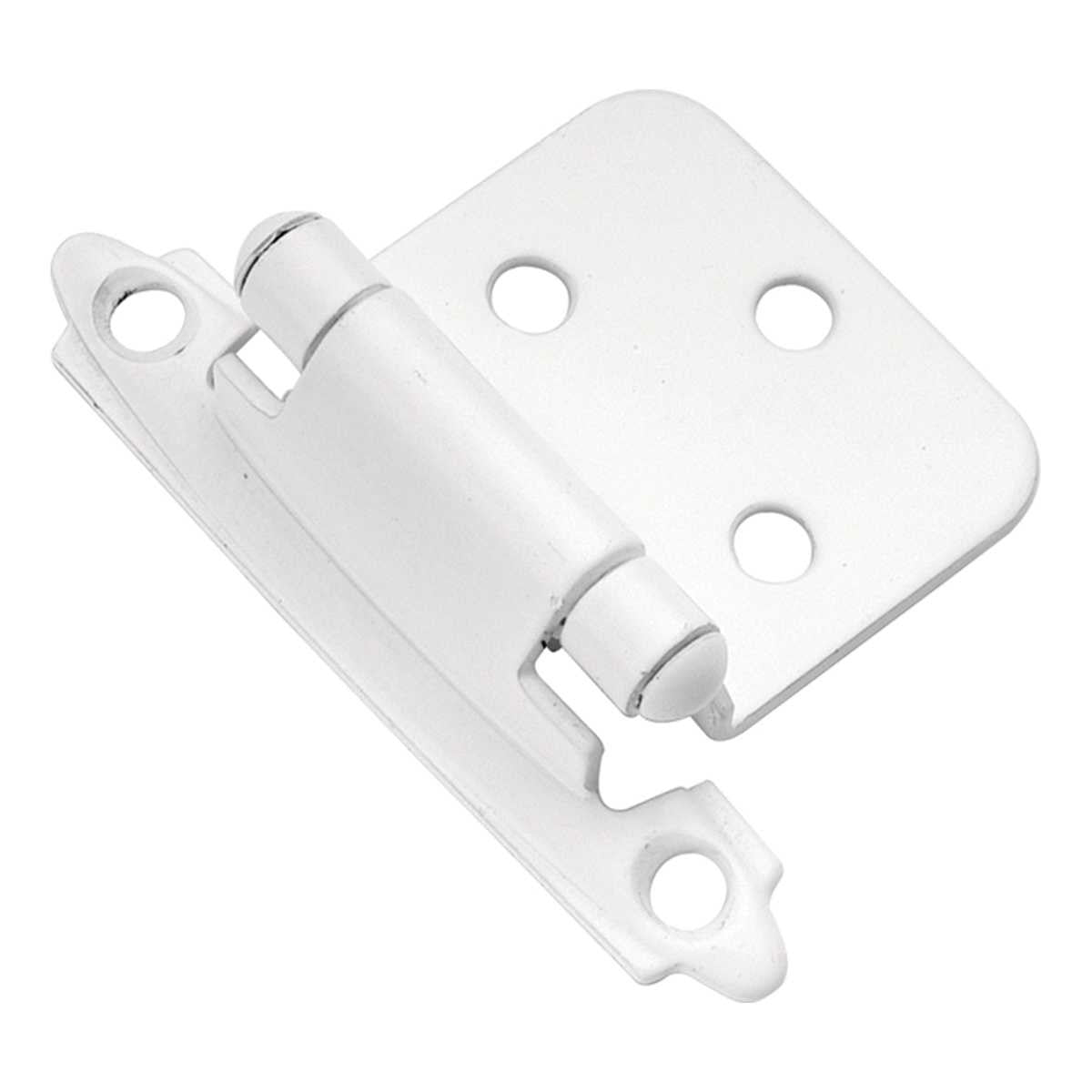 White Self Closing Face Mount Variable Overlay Cabinet Hinge from Hickory Hardware Part Number P144-W