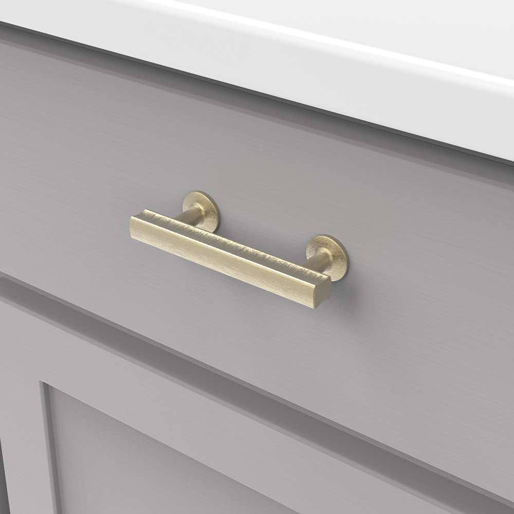 Hickory Woodward Handle Cabinet Pull in Champagne Bronze 3in H077880CBZ Mounted View