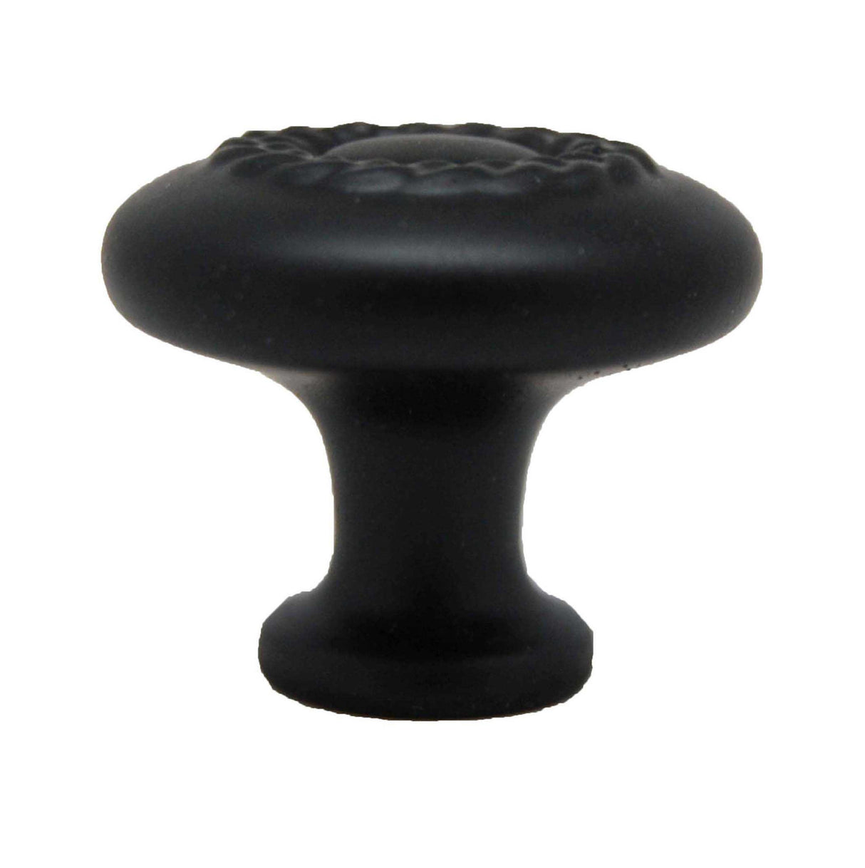 Side View of a Black 1-1/4" Rope Round Cabinet Knob from Keystone Accents K442