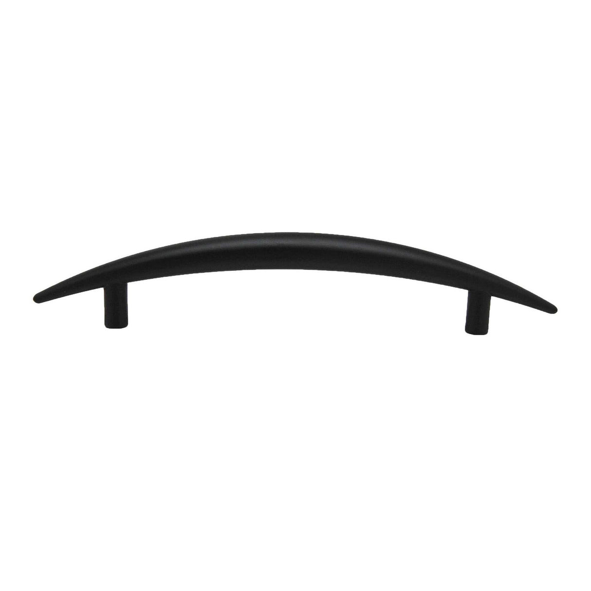 Side View of a Matte Black 3-3/4" Hole Centers Curved Handle Cabinet Pull from Keystone Accents H349