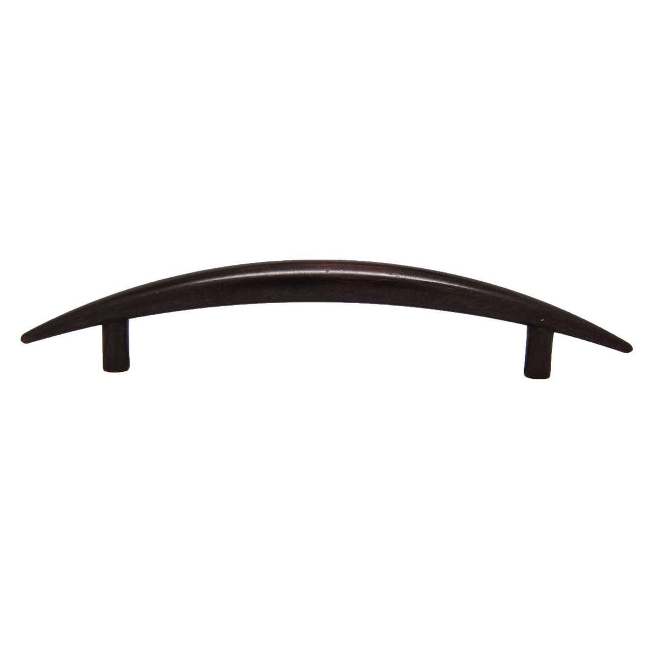 Side View of an Oil Rubbed Bronze 3-3/4" Hole Centers Curved Handle Cabinet Pull by Keystone Accents H350