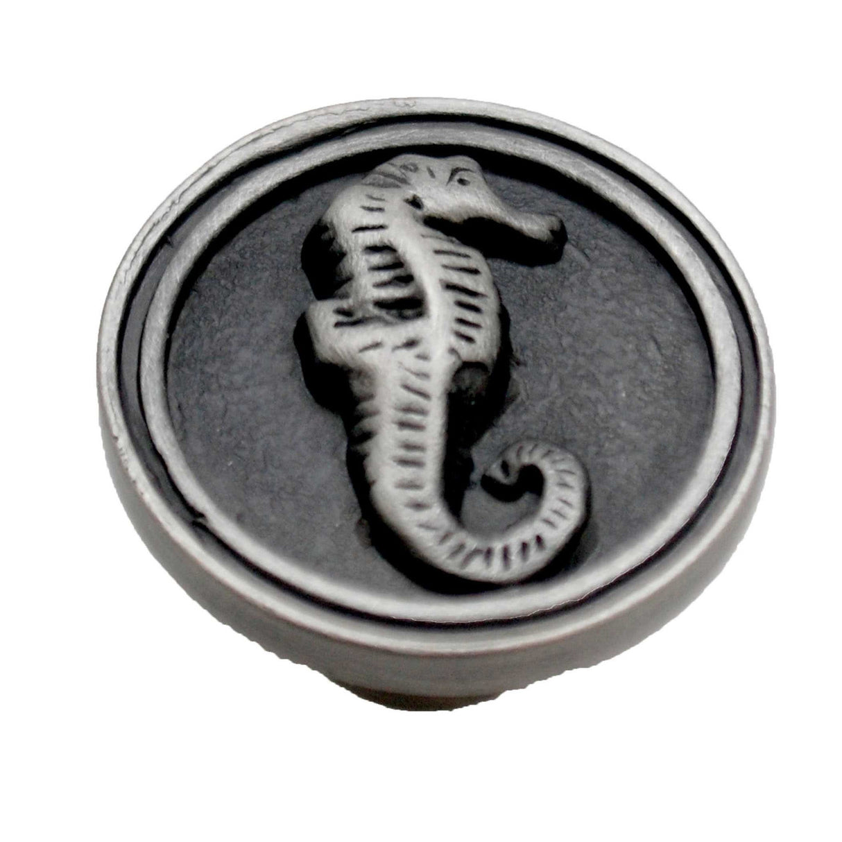 LIBERTY Betsy Fields Designs 1-7/16" Round Seahorse Cabinet Knob - Brushed Satin Pewter PBF661-BSP-C1