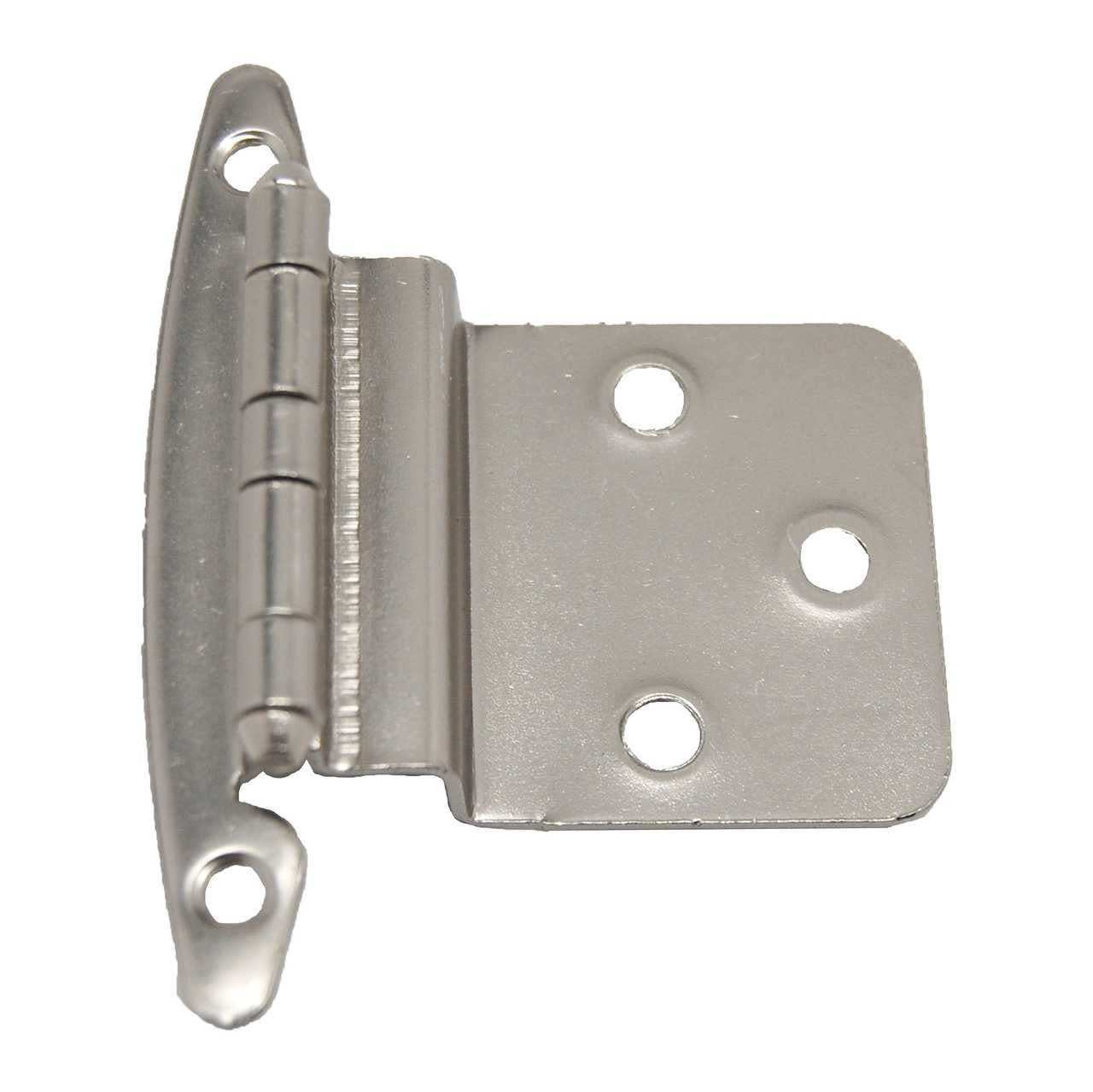 Top View of a Satin Nickel No Spring Face Mount 3/8" Inset Cabinet Hinge from Liberty Hardware Part Number H00930C-SN-O