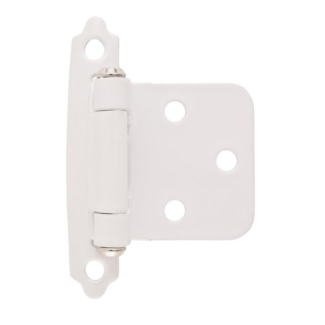 AMEROCK Self Closing Face Mount Variable Overlay Cabinet Hinge (pair) in White with Chrome Ends BPR3429W