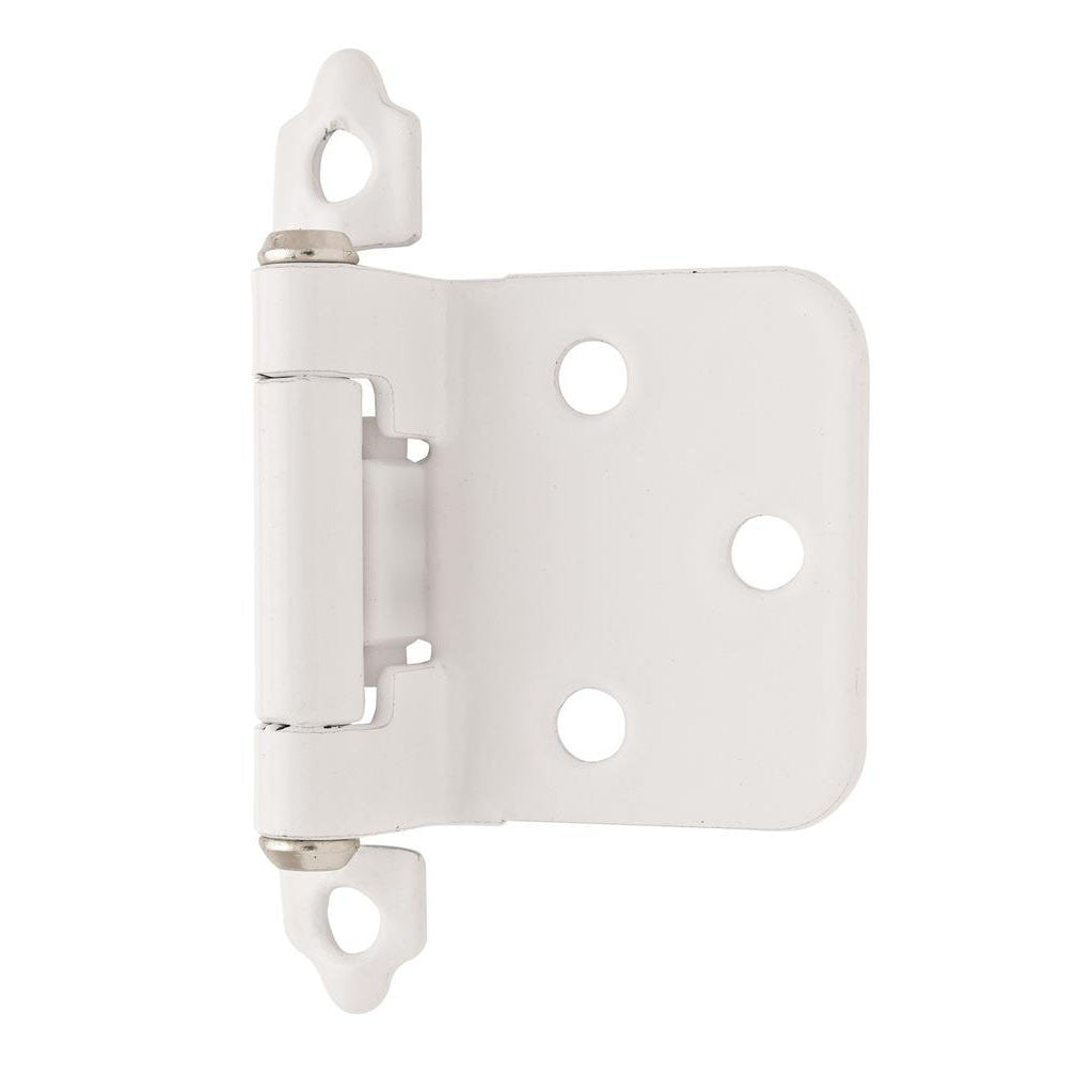 AMEROCK Self Closing Face Mount Variable Overlay Cabinet Hinge (pair) in White with Chrome Ends BPR3429W Angle