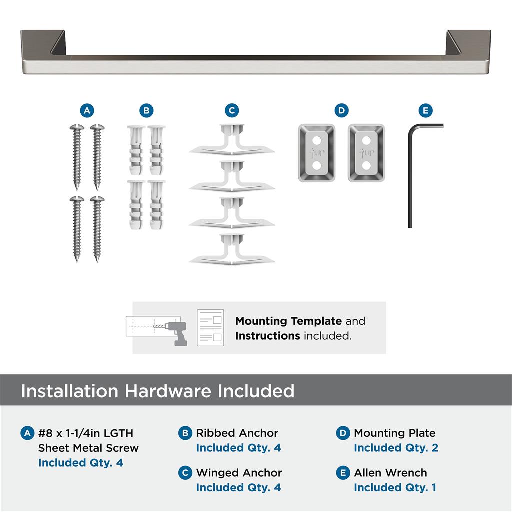 AMEROCK Blackrock Towel Bar in Brushed Nickel (+2 Sizes)