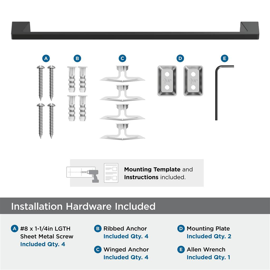 AMEROCK Blackrock Towel Bar in Matte Black (+2 Sizes)