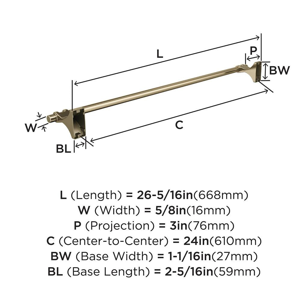 Golden Champagne 24" Towel Bar from Amerock's Davenport Collection BH36054BBZ Specs