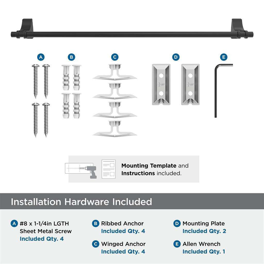 Matte Black 24" Towel Bar from Amerock's Davenport Collection BH36054MB Specs