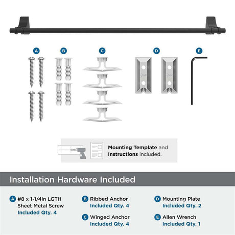 Matte Black 24" Towel Bar from Amerock's Davenport Collection BH36054MB Specs