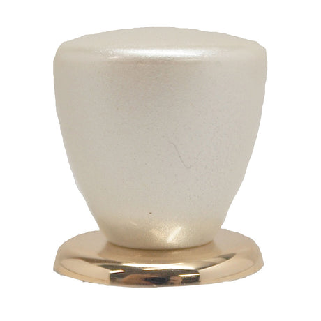AMEROCK 1" Round Cabinet Knob in Pearl White & Brass BP5613-PRL Side View