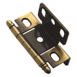 AMEROCK 3/4" Door Thick Full Inset Full Wrap Cabinet Hinge with Ball Ends in Antique Brass PK3175TBAE Closed Angle