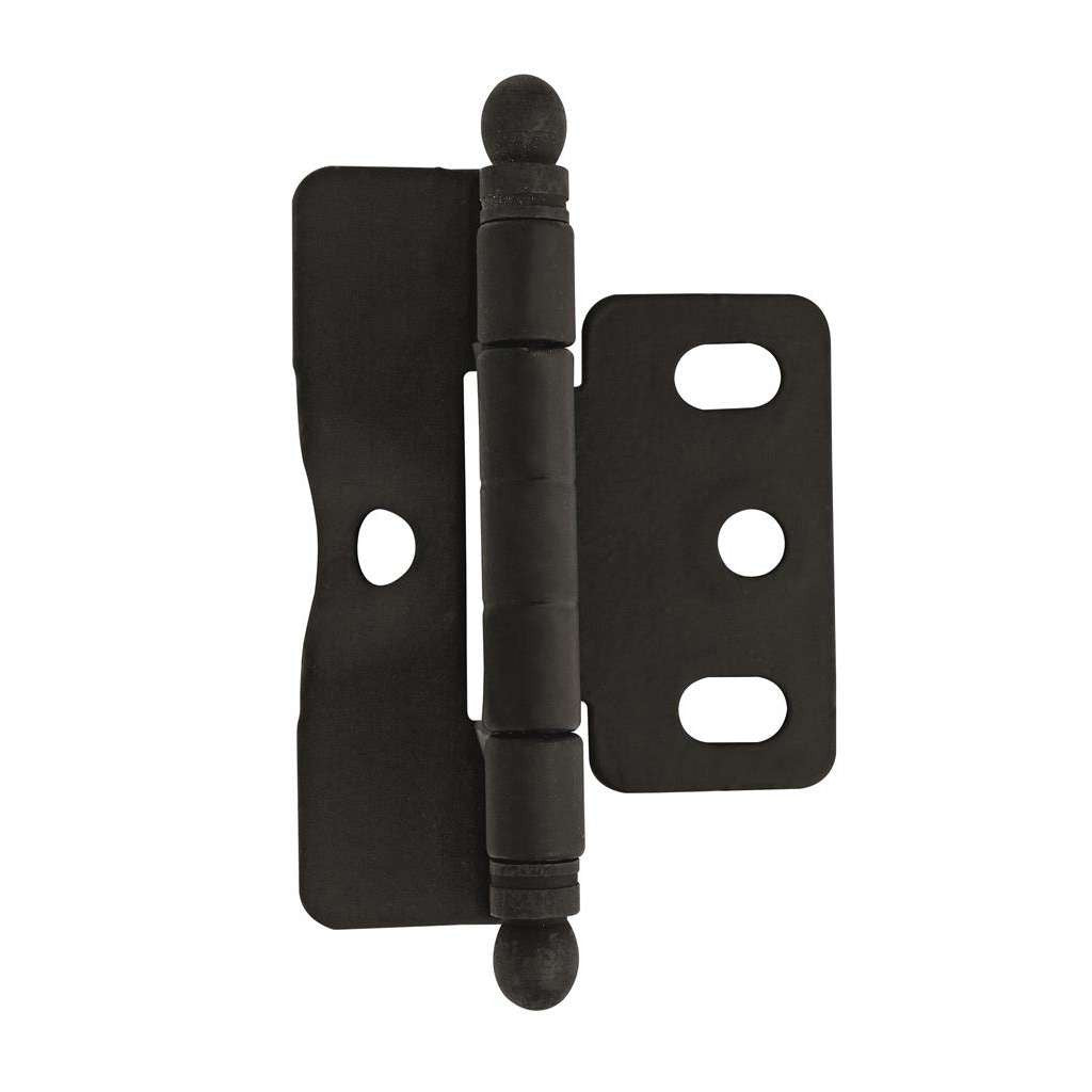 AMEROCK 3/4" Door Thick Full Inset Full Wrap Cabinet Hinge with Ball Ends in Flat Black PK3175TBFB Front View