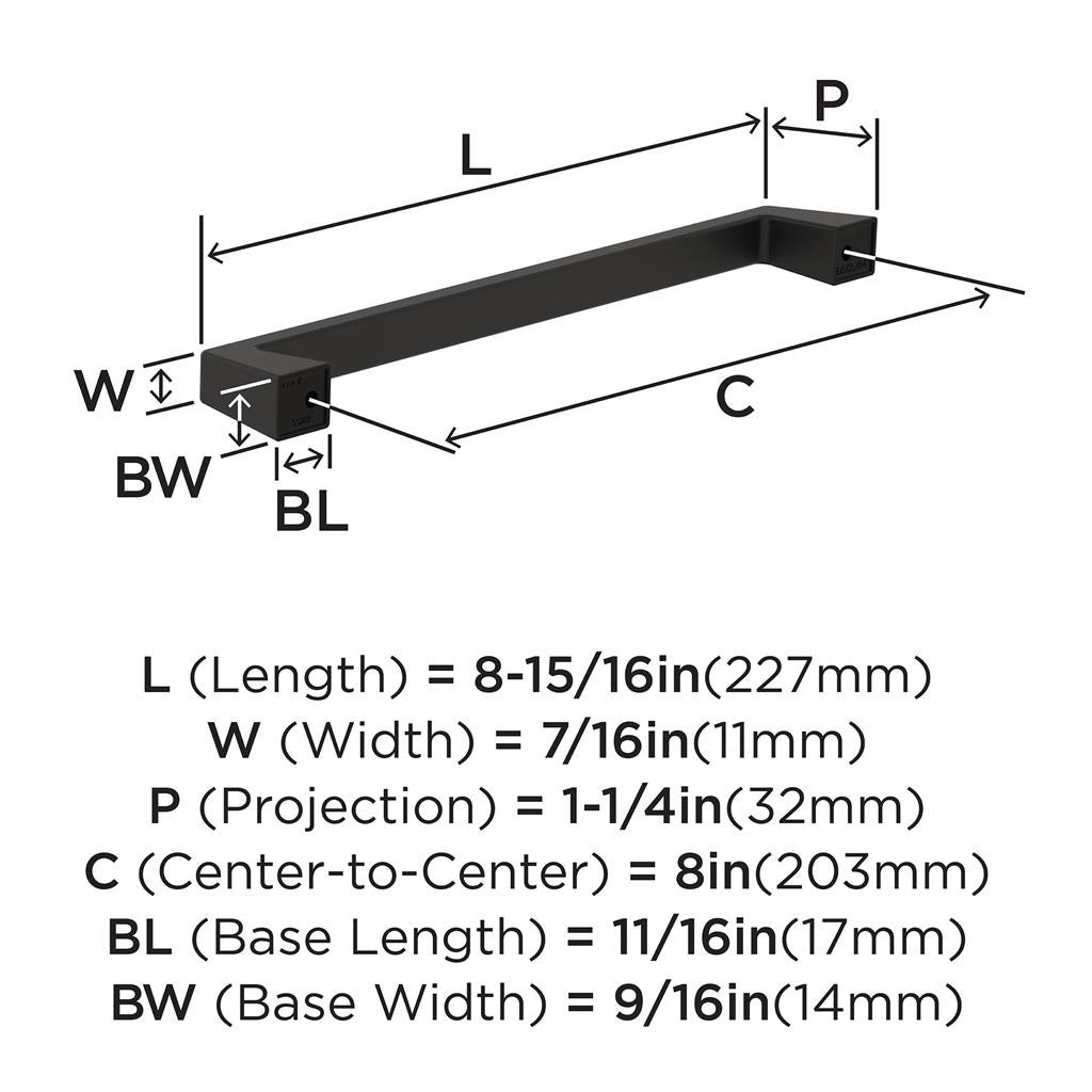 Amerock Blackrock Handle Pull in Black Bronze 203mm BP55282BBR Specs