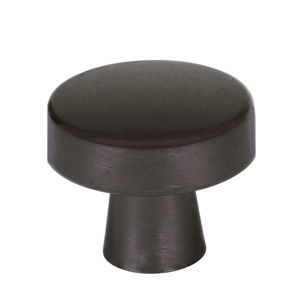 Amerock Blackrock Round Cabinet Knob in Black Bronze 1-1/4" Diameter BP55270BBR on White Background