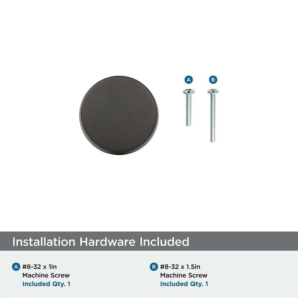 Amerock Blackrock Round Cabinet Knob in Black Bronze 1-1/4" Diameter BP55270BBR Installation Hardware