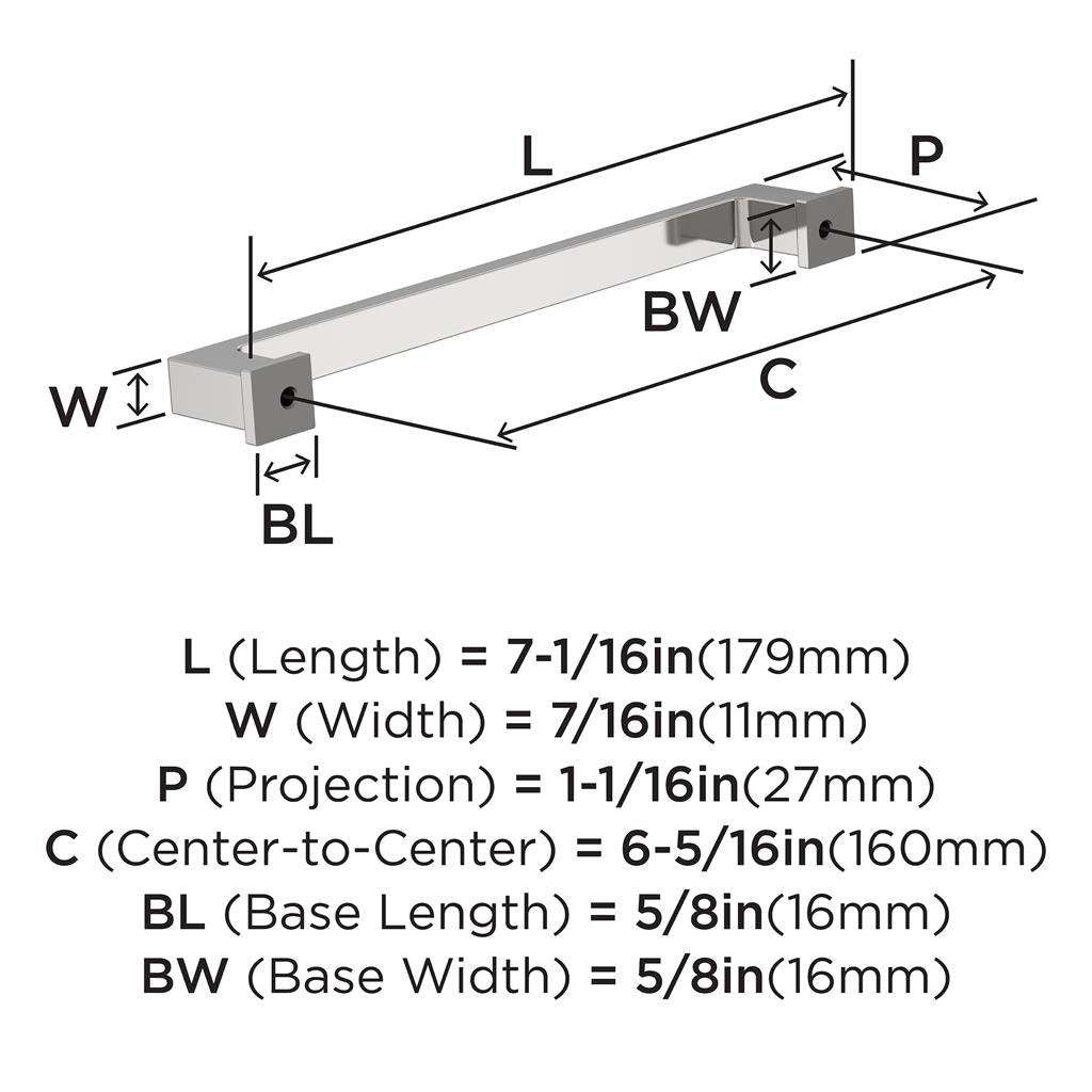 AMEROCK Bridgeport Cabinet Handle Pull in Polished Chrome 160mm BP3703326 Specs