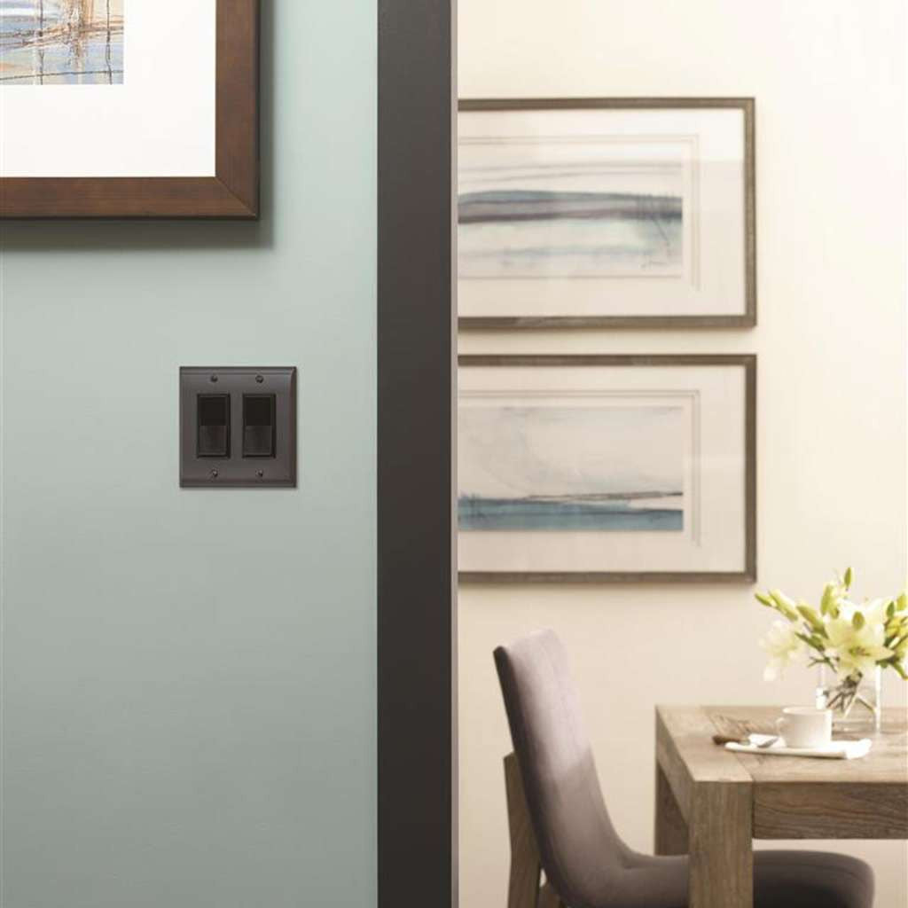 AMEROCK Candler GFI Rocker Wall Plate in Black Bronze 2 Toggle BP36505BBR Mounted
