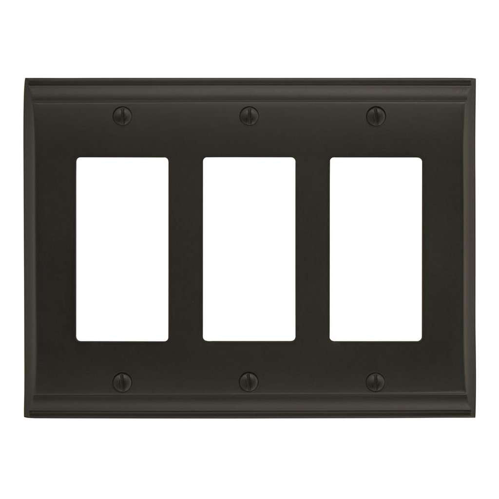 AMEROCK Candler GFI Rocker Wall Plate in Black Bronze 3 Toggle BP36506BBR