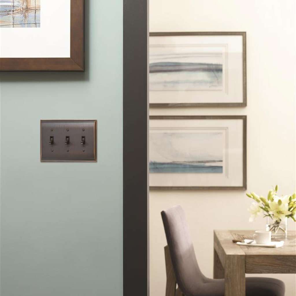 AMEROCK Candler Toggle Switch Wall Plate in Oil Rubbed Bronze Triple BP36502ORB Mounted