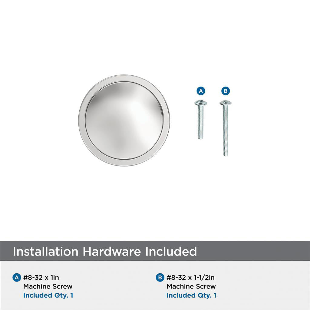 AMEROCK Faircrest 1-1/4" Diameter Cabinet Knob in Chrome BP3746026 Installation Hardware