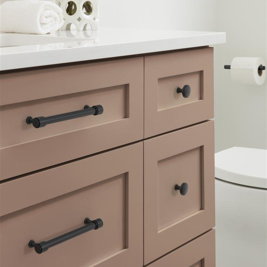 AMEROCK Faircrest 1-1/4" Diameter Cabinet Knob in Matte Black BP37460MB in Bathroom