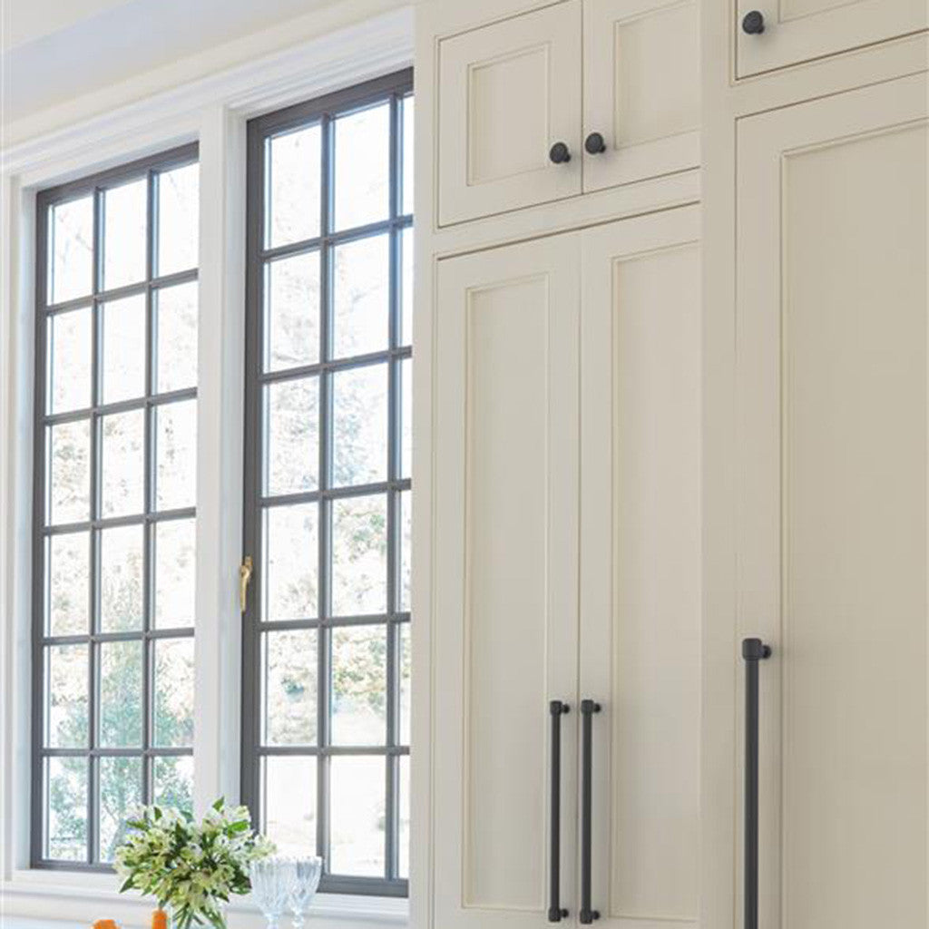 AMEROCK Faircrest 1-1/4" Diameter Cabinet Knob in Matte Black BP37460MB Mounted