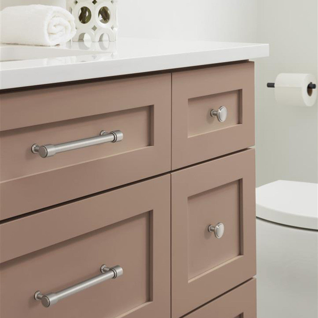 AMEROCK Faircrest 1-1/4" Diameter Cabinet Knob in Satin Nickel BP37460G10 in Bathroom