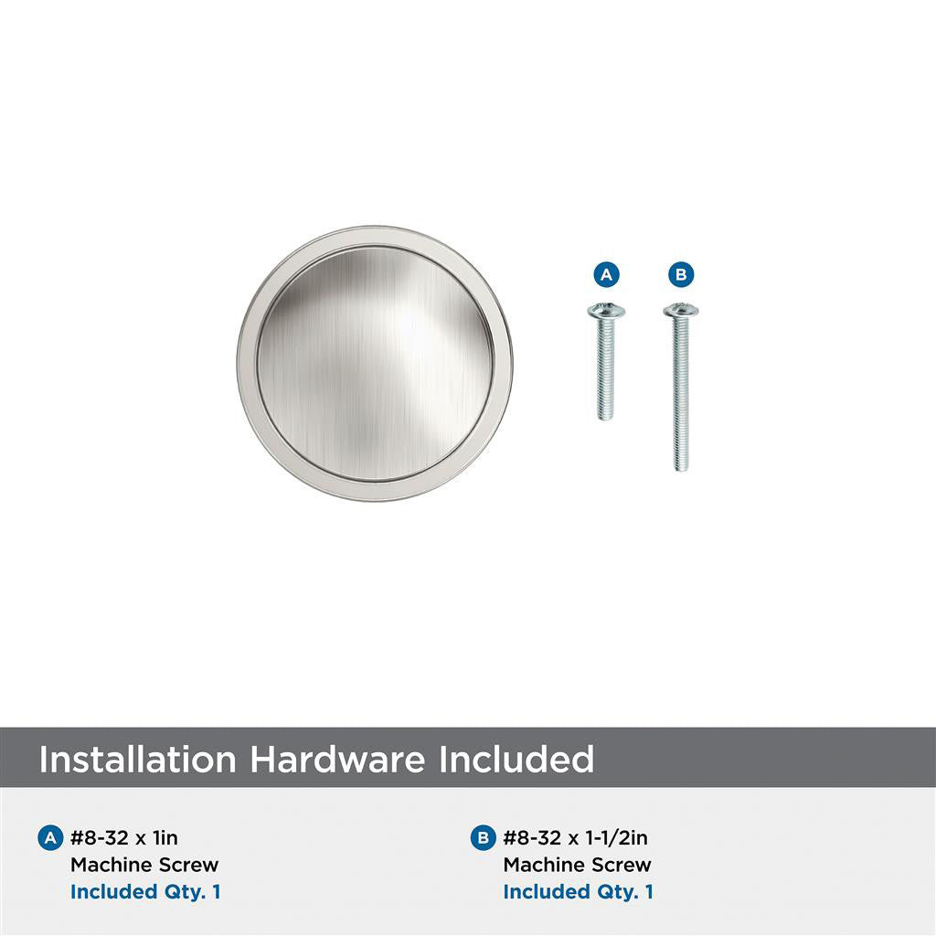 AMEROCK Faircrest 1-1/4" Diameter Cabinet Knob in Satin Nickel BP37460G10 Installation Hardware