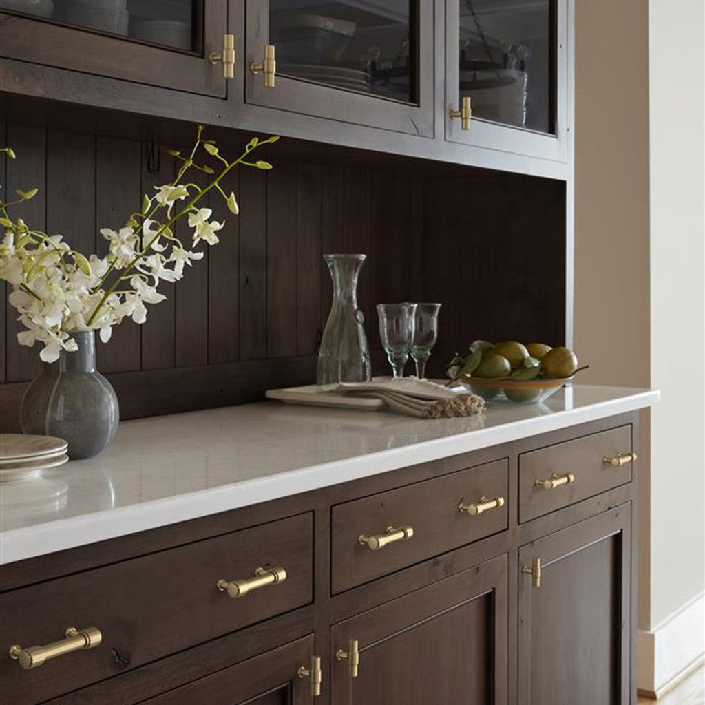 AMEROCK Faircrest 2" Length Wrapped Bar Knob Cabinet Pull in Golden Champagne BP37461BBZ on Brown