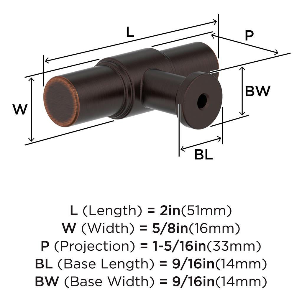 AMEROCK Faircrest 2" Length Wrapped Bar Knob Cabinet Pull in Oil Rubbed Bronze BP37461ORB Specs
