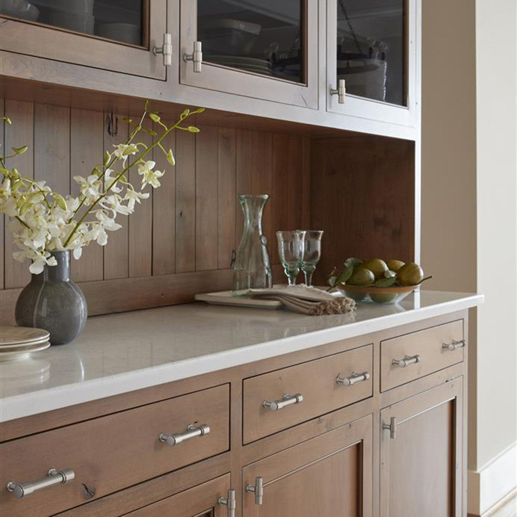 AMEROCK Faircrest 2" Length Wrapped Bar Knob Cabinet Pull in Satin Nickel BP37461G10 on Brown