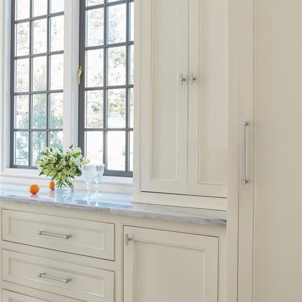 AMEROCK Faircrest 2" Length Wrapped Bar Knob Cabinet Pull in Satin Nickel BP37461G10 on White