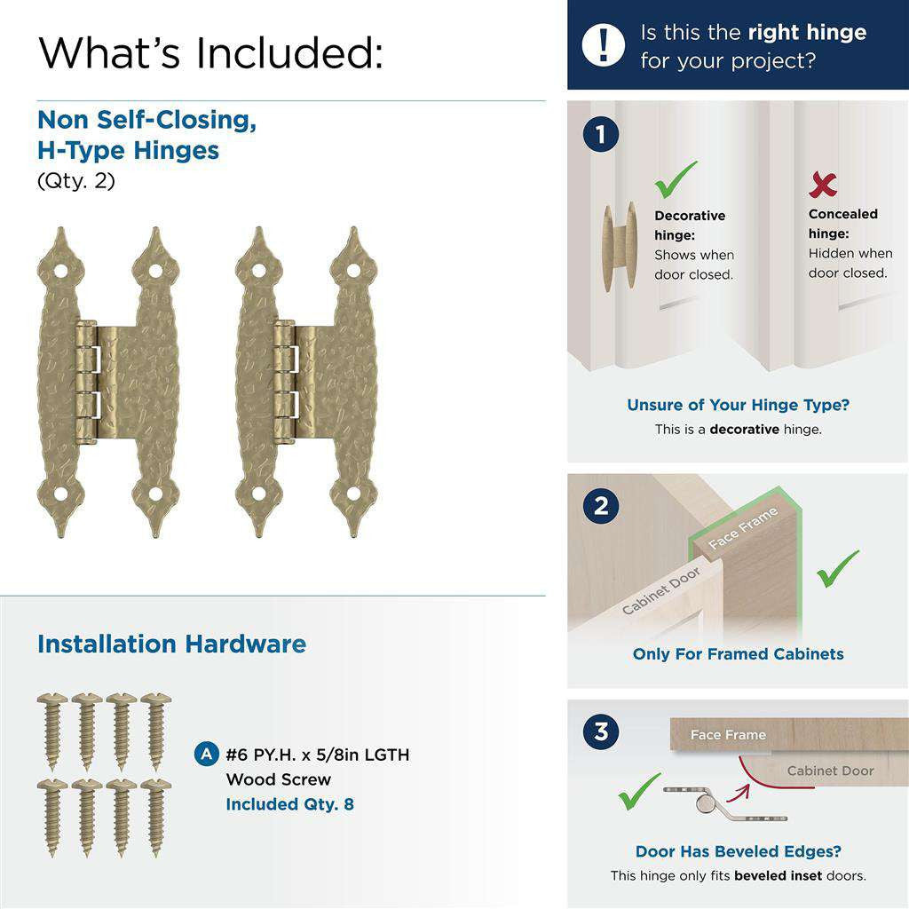 AMEROCK H-Type 3/8" Offset Cabinet Hinge (pair) in Golden Champagne BPR3406BBZ What's Included