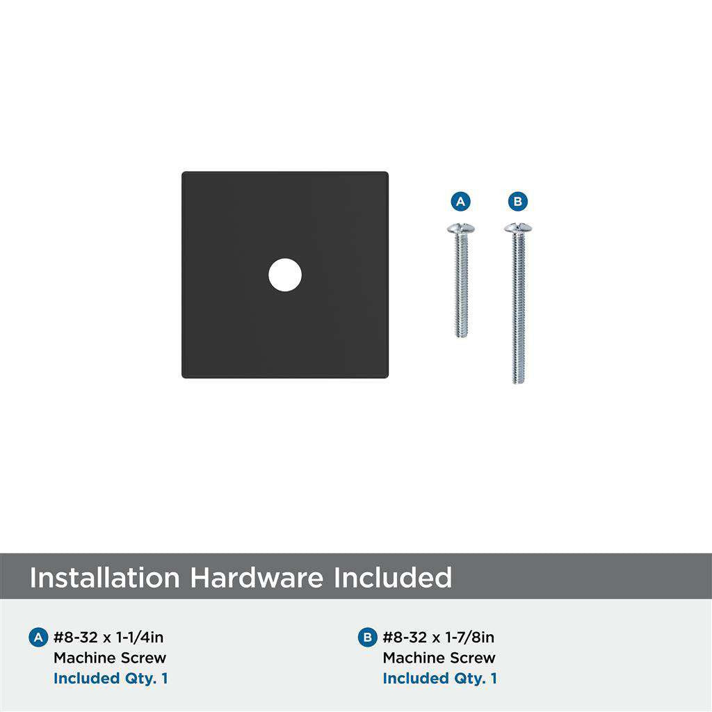 AMEROCK Ladera 1-3/16" Square Cabinet Knob Backplate in Matte Black BP37760MB Installation Hardware