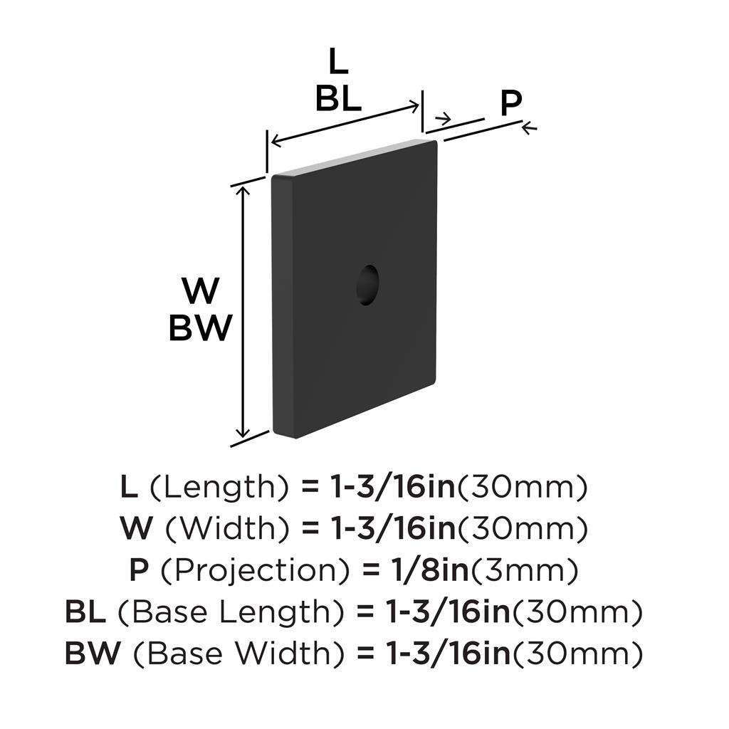 AMEROCK Ladera 1-3/16" Square Cabinet Knob Backplate in Matte Black BP37760MB Specs
