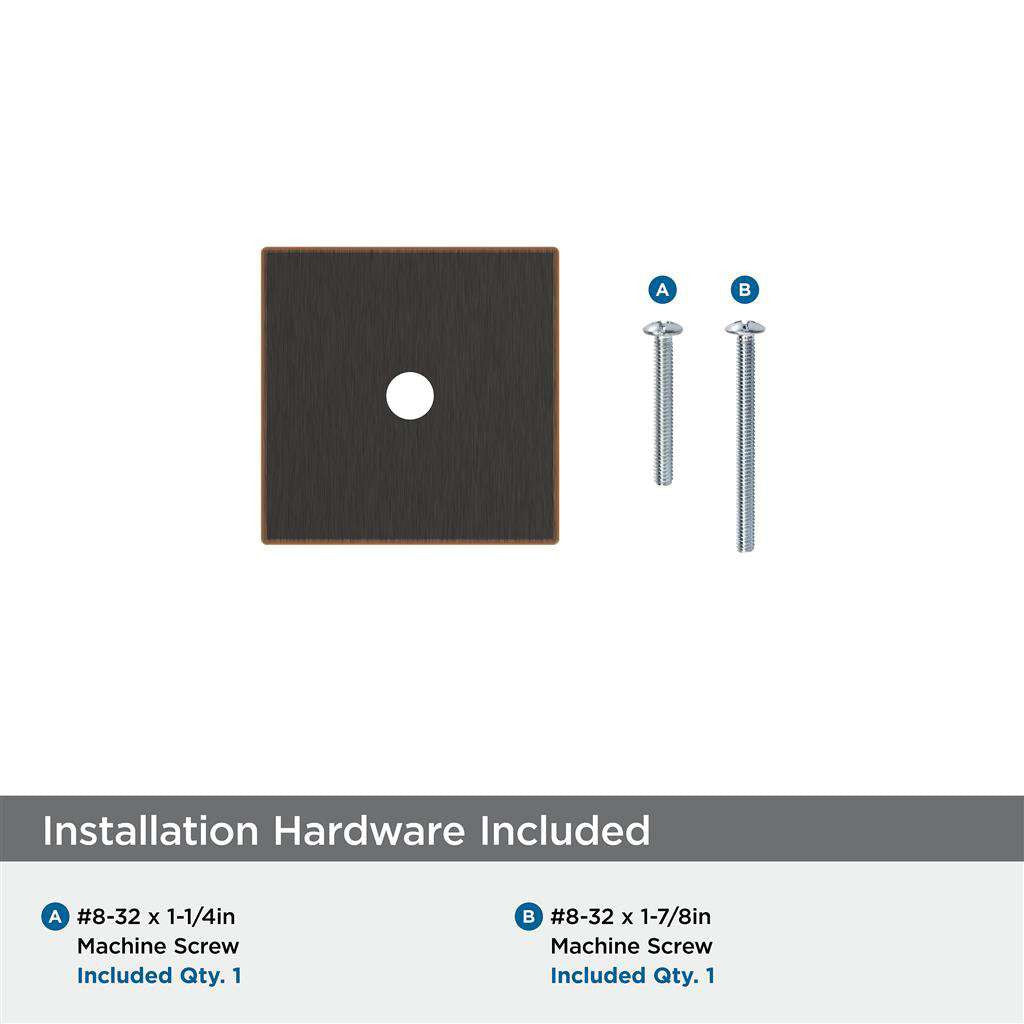 AMEROCK Ladera 1-3/16" Square Cabinet Knob Backplate in Oil Rubbed Bronze BP37760ORB Installation Hardware