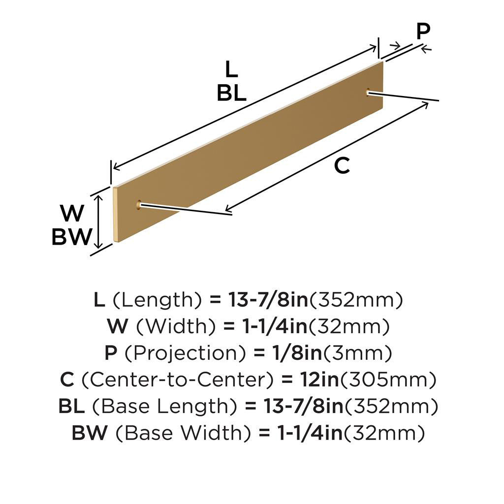 AMEROCK Ladera Rectangle Appliance Pull Backplate in Champagne Bronze 12" BP37769CZ Specs